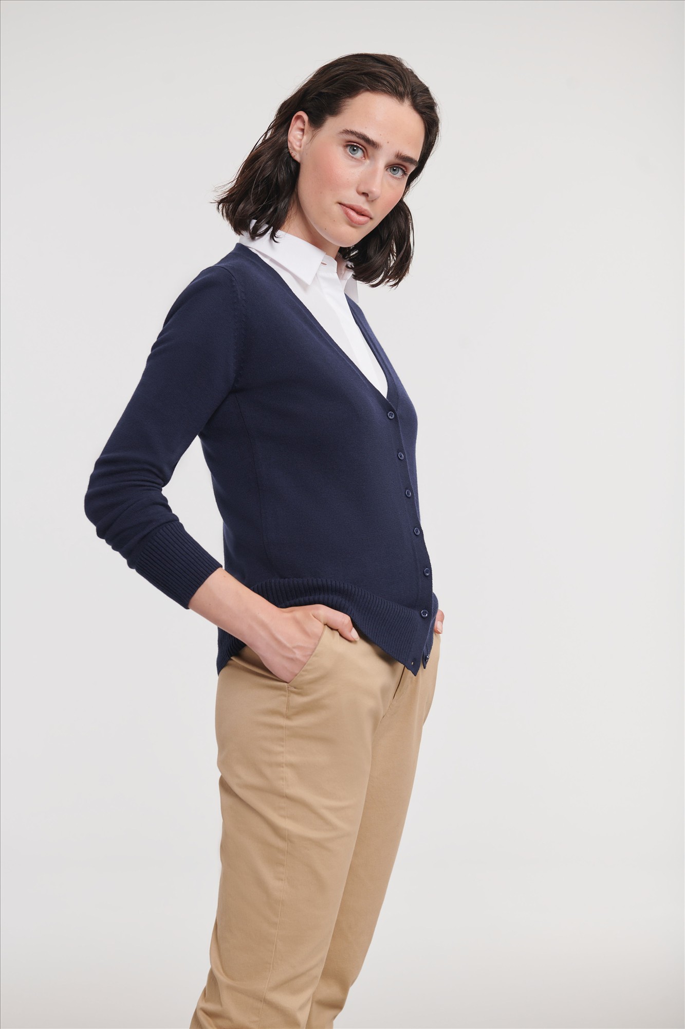 Russell Ladies V-Neck Knitted Cardigan Russell 9715F