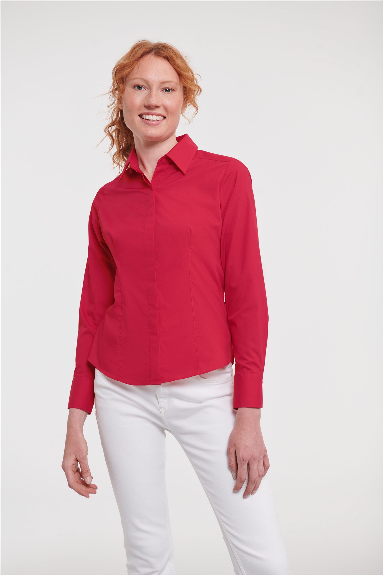 Russell Ladies LSL Fitted Polycot. Poplin Shirt Russell 9924F