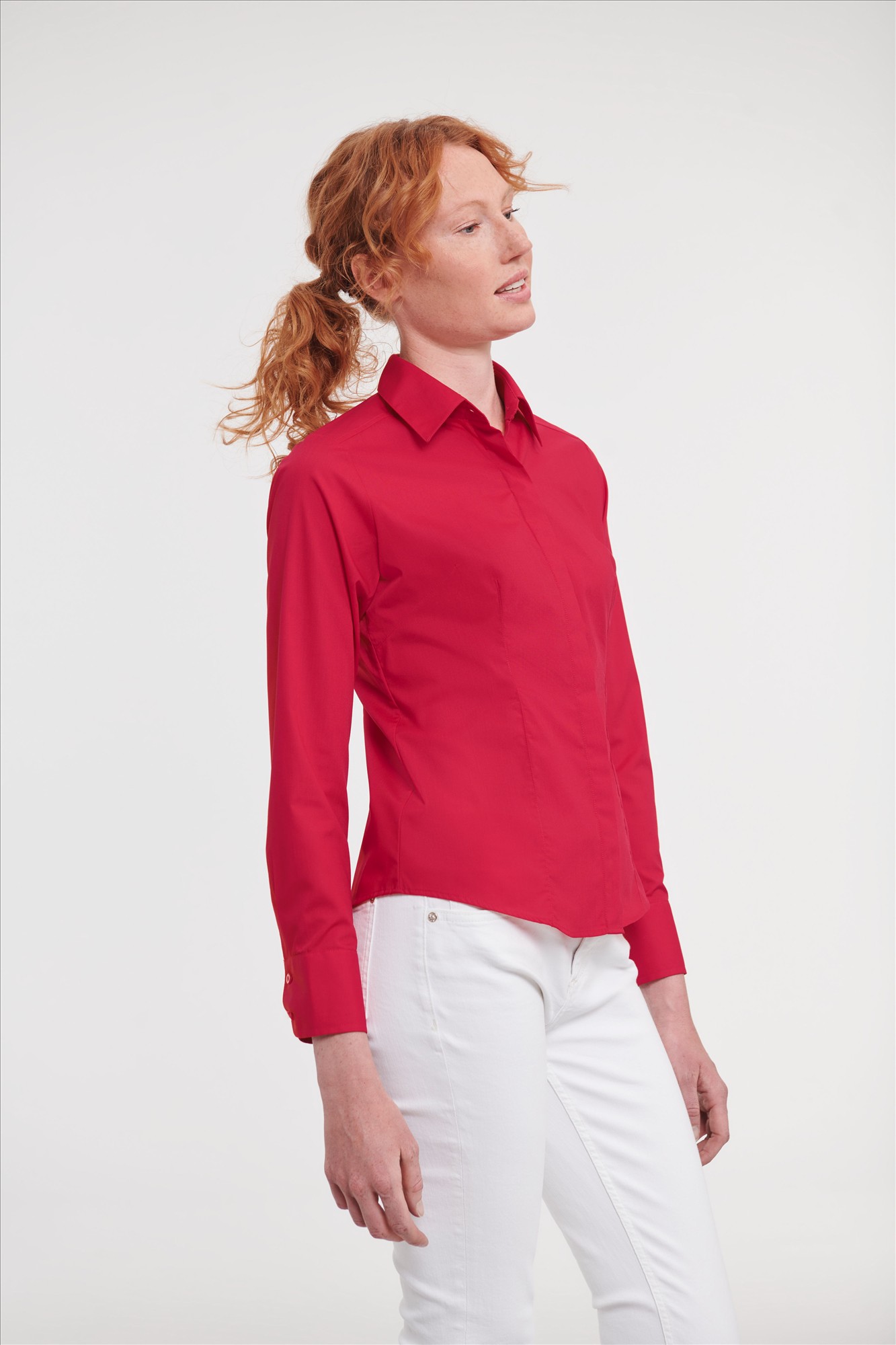 Russell Ladies LSL Fitted Polycot. Poplin Shirt Russell 9924F